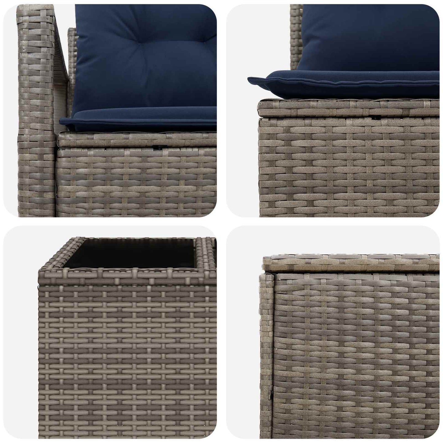 Set di divani 8 pz Grigio e Blu Navy Rattan sintetico e Acciaio | homemem39