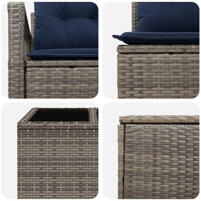 Set di divani 8 pz Grigio e Blu Navy Rattan sintetico e Acciaio | homemem39