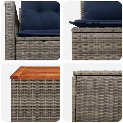 Set di divani 8 pz Grigio e Blu Navy Rattan sintetico e Acciaio | homemem39