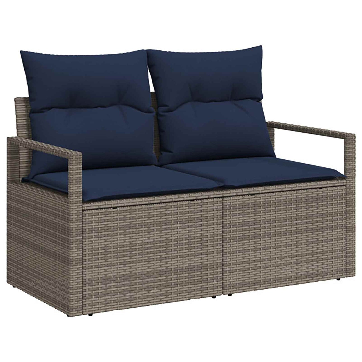 Set di divani 8 pz Grigio e Blu Navy Rattan sintetico e Acciaio | homemem39