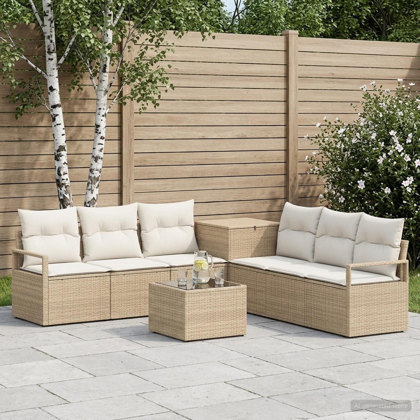Set di divani 8 pz Beige e Bianco Crema | homemem39