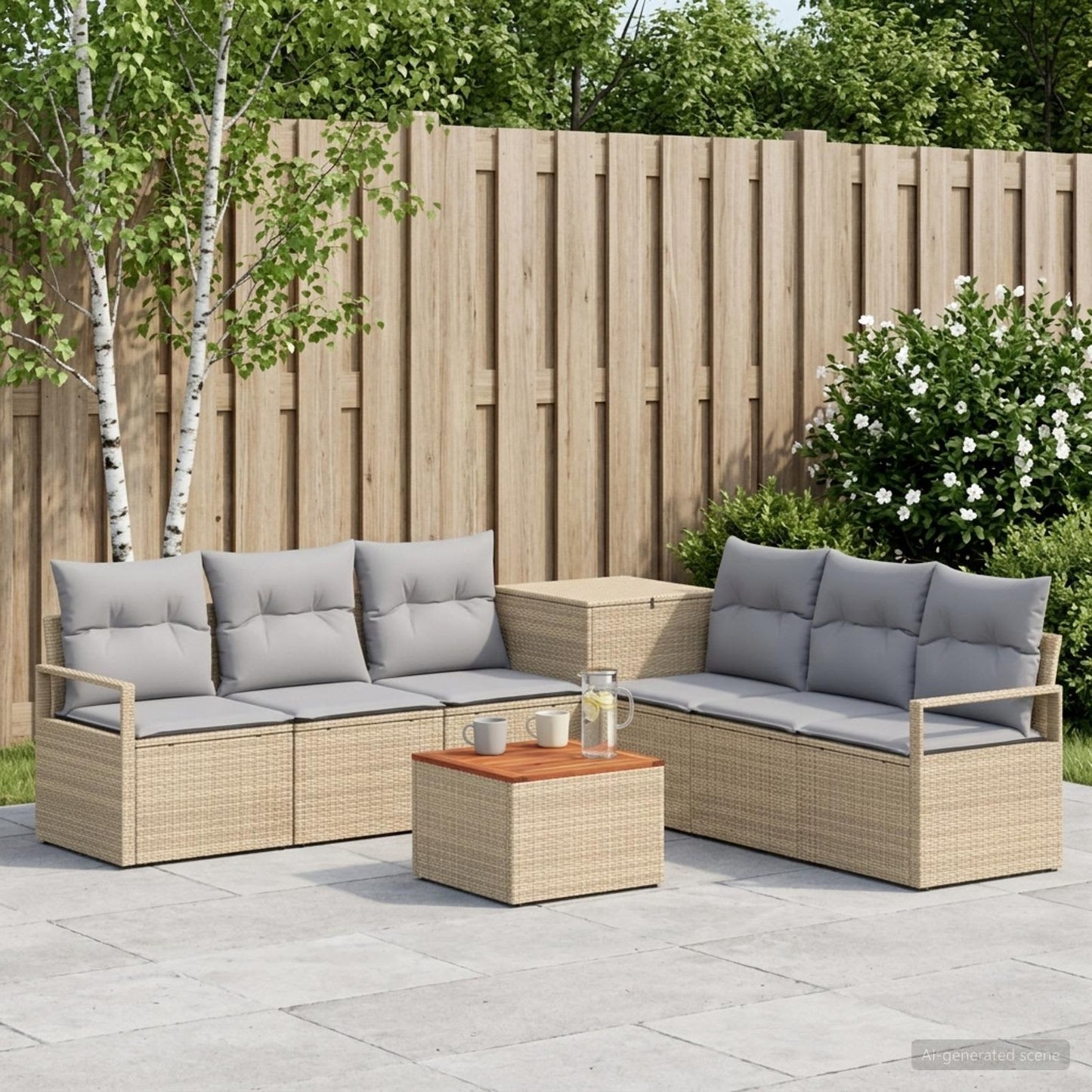 Set di divani 8 pz Beige e Grigio Chiaro | homemem39