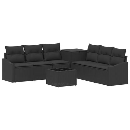 Set di divani 8 pz Nero Rattan sintetico e Acciaio | homemem39