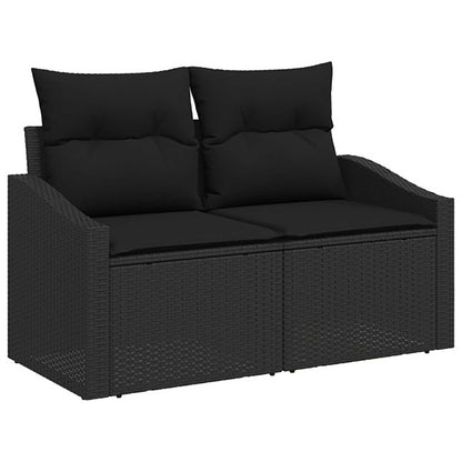 Set di divani 8 pz Nero Rattan sintetico e Acciaio | homemem39