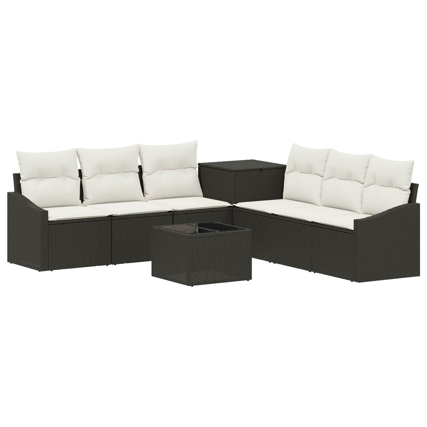 Set di divani 8 pz Nero e Bianco Crema | homemem39