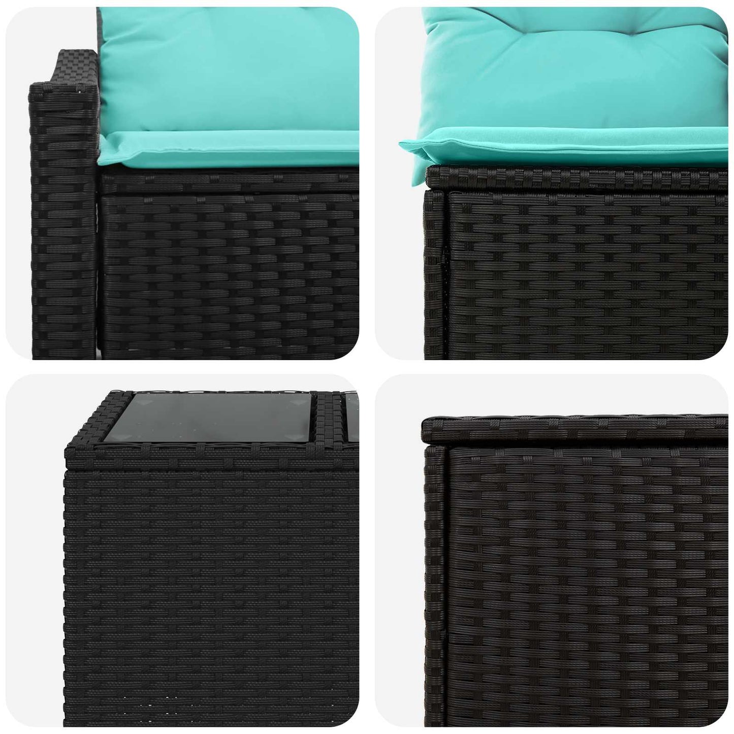 Set di divani 8 pz Nero e Blu Rattan sintetico e Acciaio | homemem39