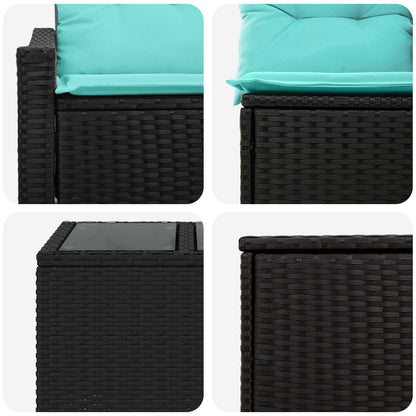 Set di divani 8 pz Nero e Blu Rattan sintetico e Acciaio | homemem39