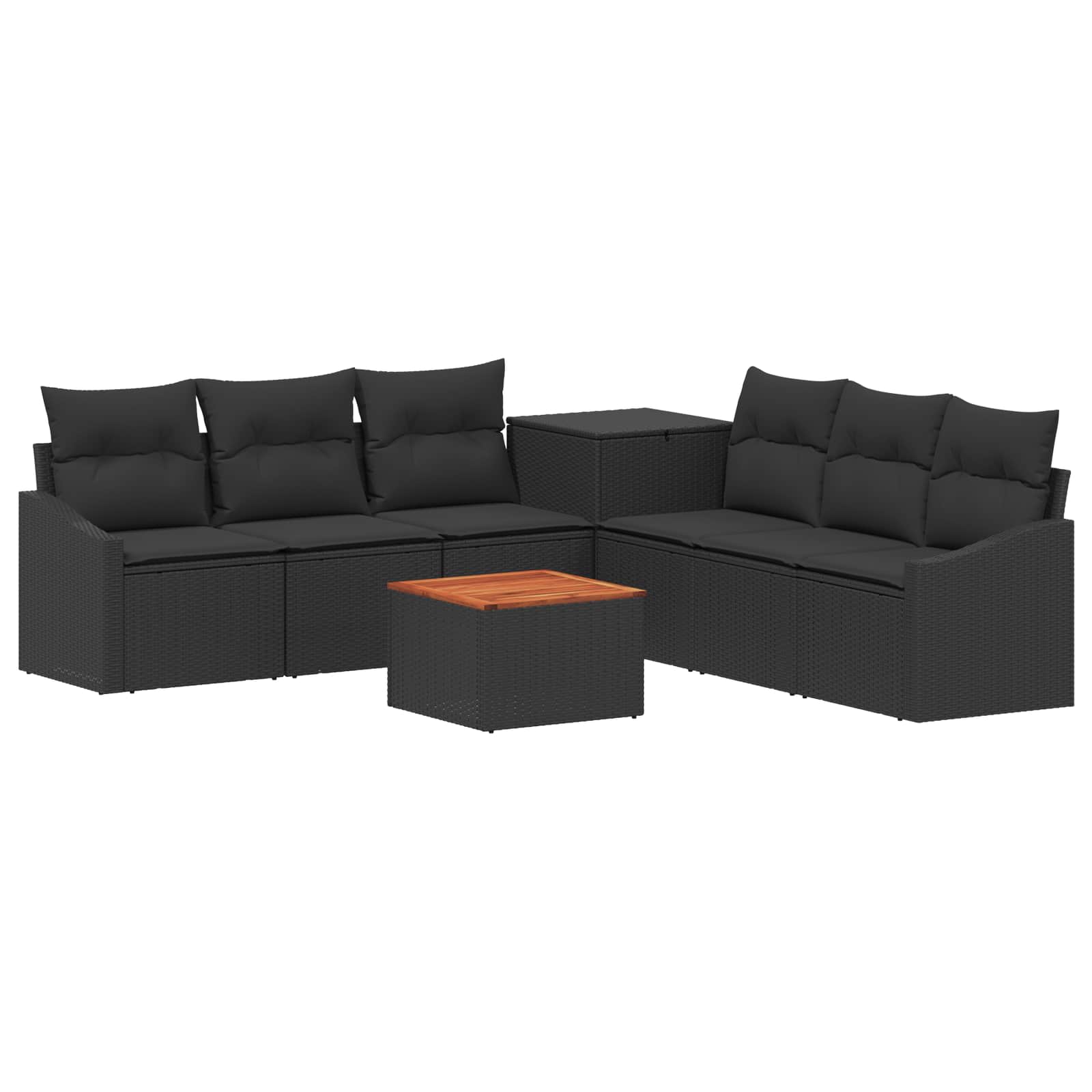 Set di divani 8 pz Nero Rattan sintetico e Acciaio | homemem39