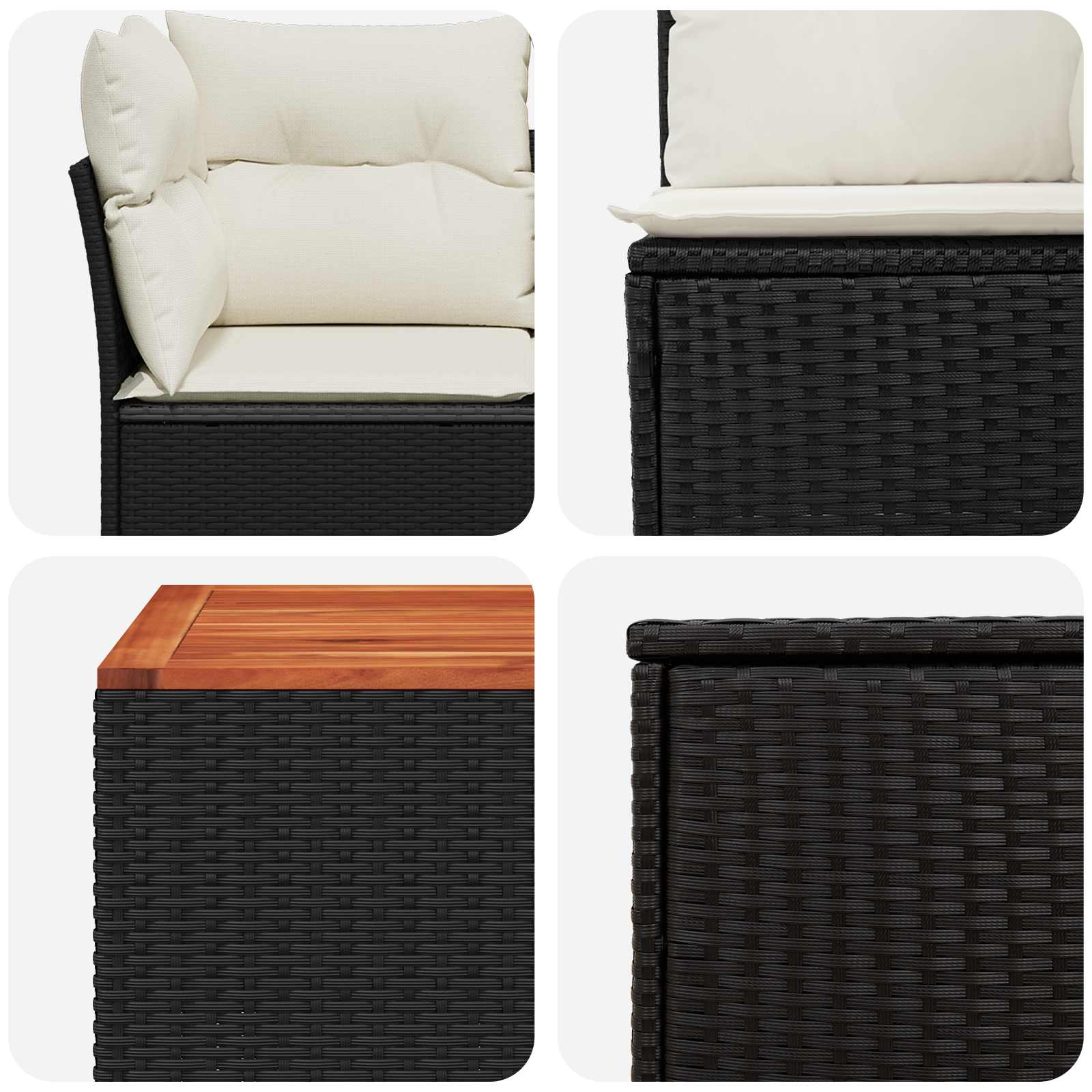 Set di divani 8 pz Nero e Bianco Crema | homemem39