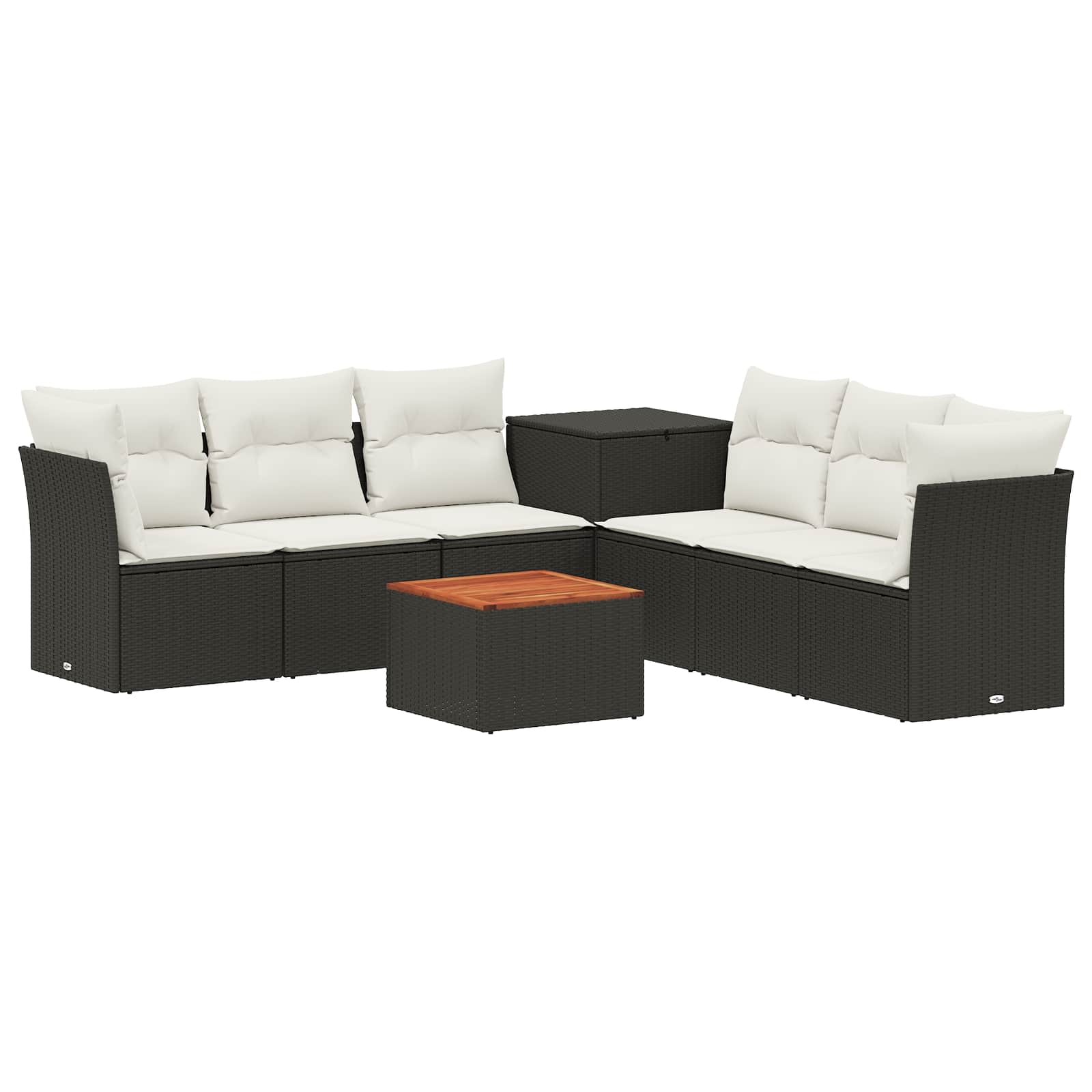 Set di divani 8 pz Nero e Bianco Crema | homemem39