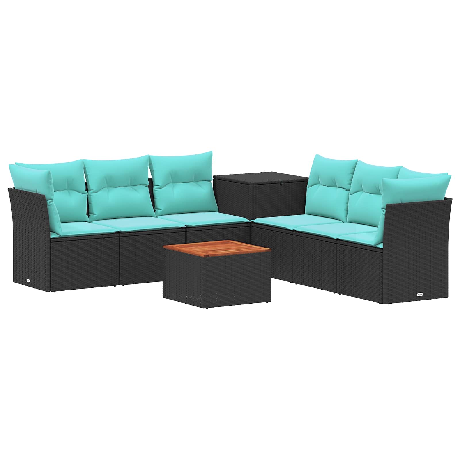 Set di divani 8 pz Nero e Blu Rattan sintetico e Acciaio | homemem39