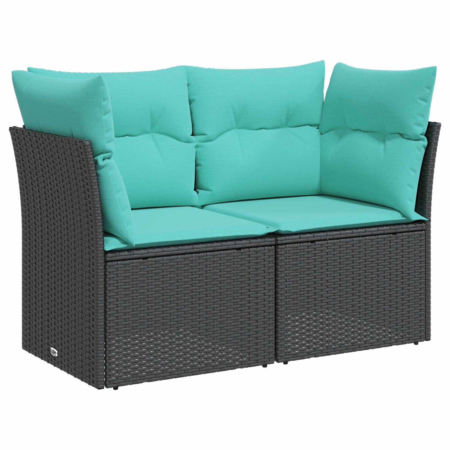 Set di divani 8 pz Nero e Blu Rattan sintetico e Acciaio | homemem39