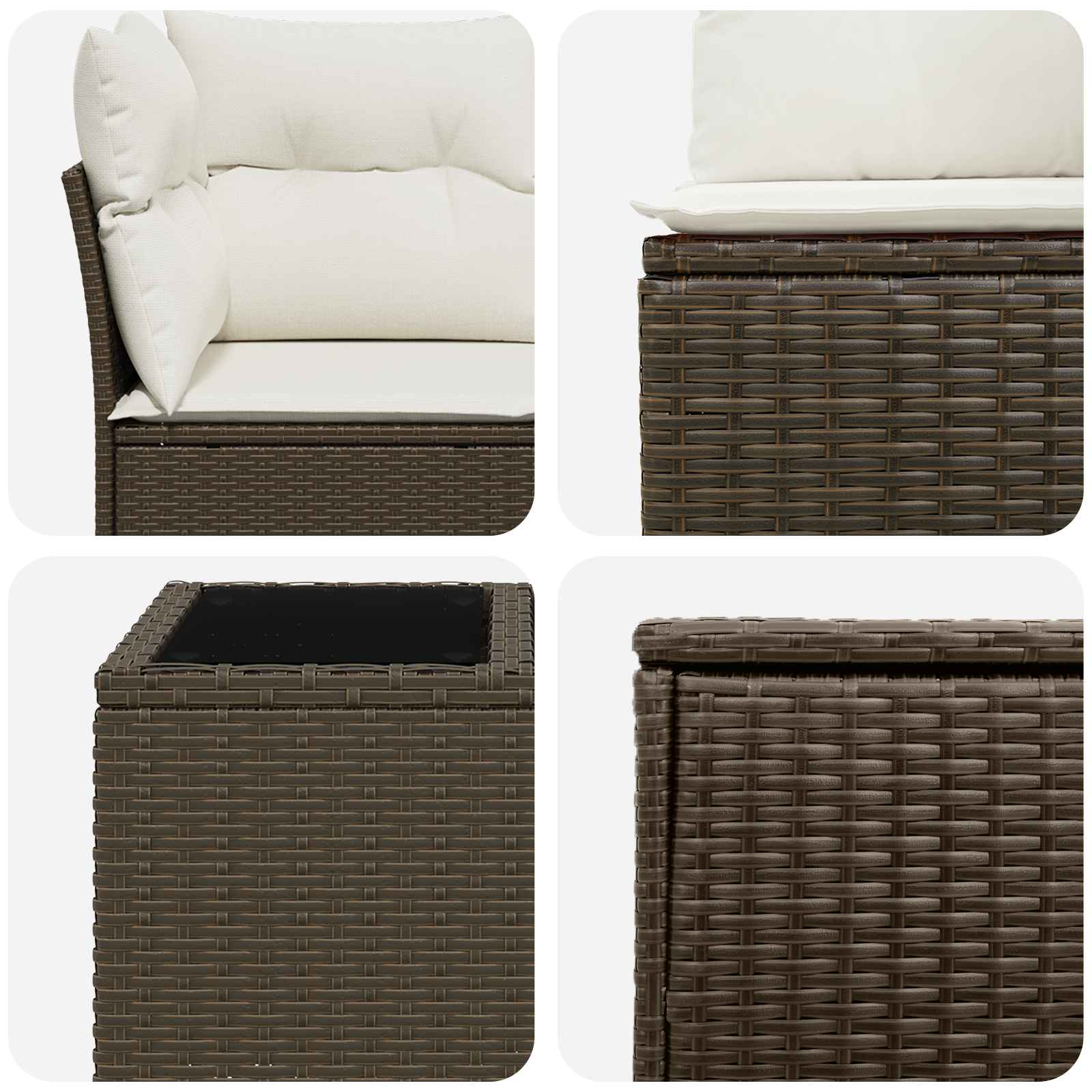 Set di divani 8 pz Marrone e Bianco Crema | homemem39