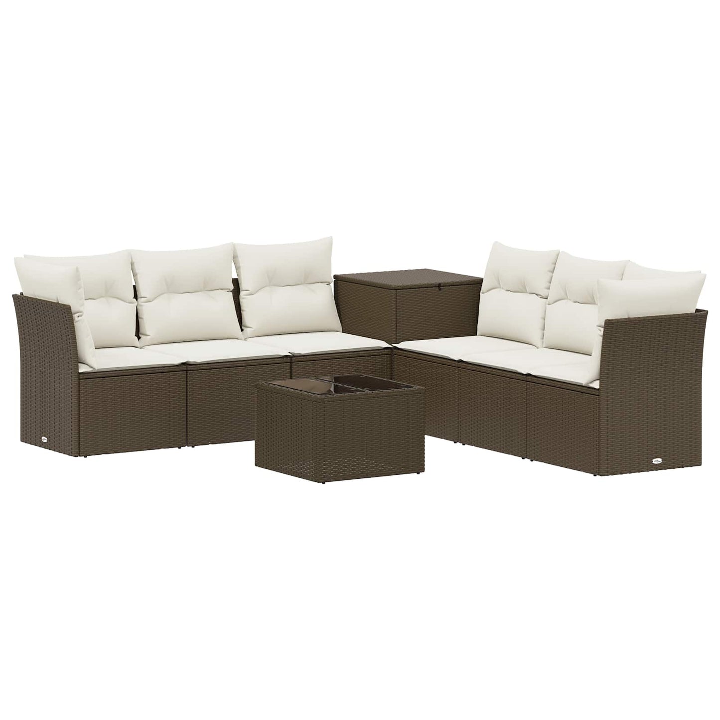 Set di divani 8 pz Marrone e Bianco Crema | homemem39