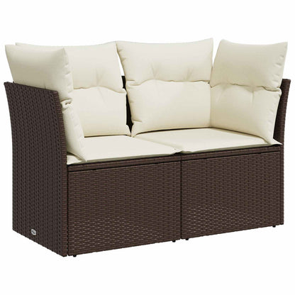 Set di divani 8 pz Marrone e Bianco Crema | homemem39