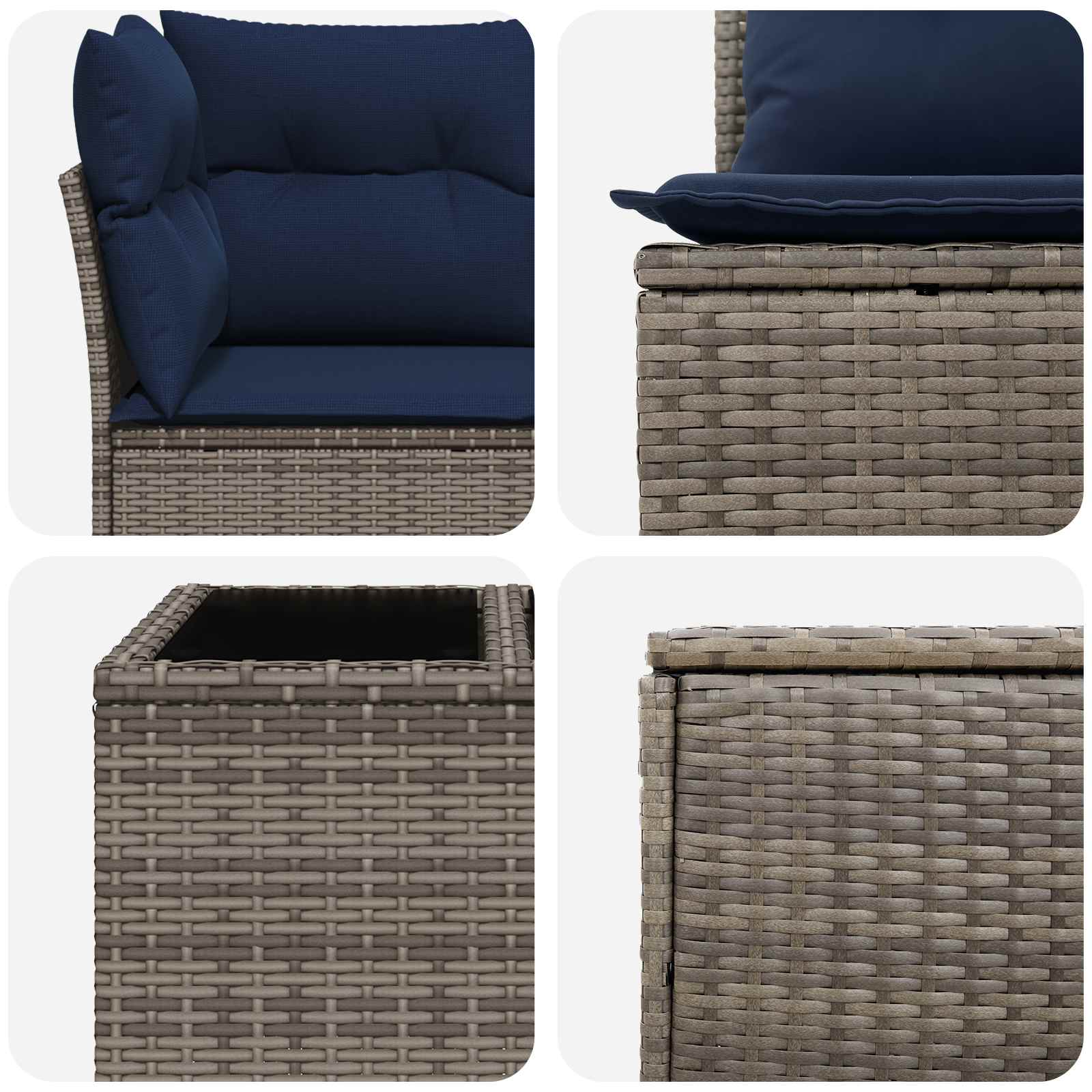 Set di divani 8 pz Grigio e Blu Navy Rattan sintetico e Acciaio | homemem39