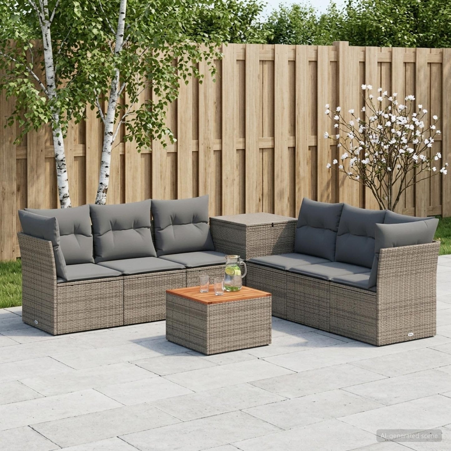 Set di divani 8 pz Grigio e Grigio Scuro | homemem39