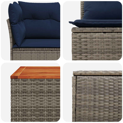 Set di divani 8 pz Grigio e Blu Navy Rattan sintetico e Acciaio | homemem39