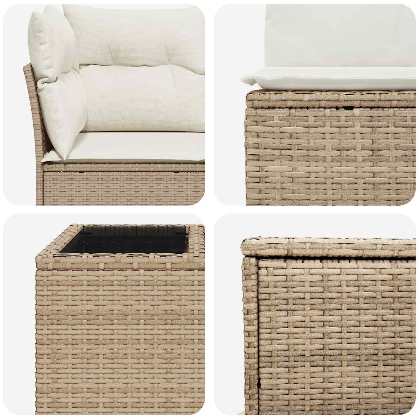 Set di divani 8 pz Beige e Bianco Crema | homemem39