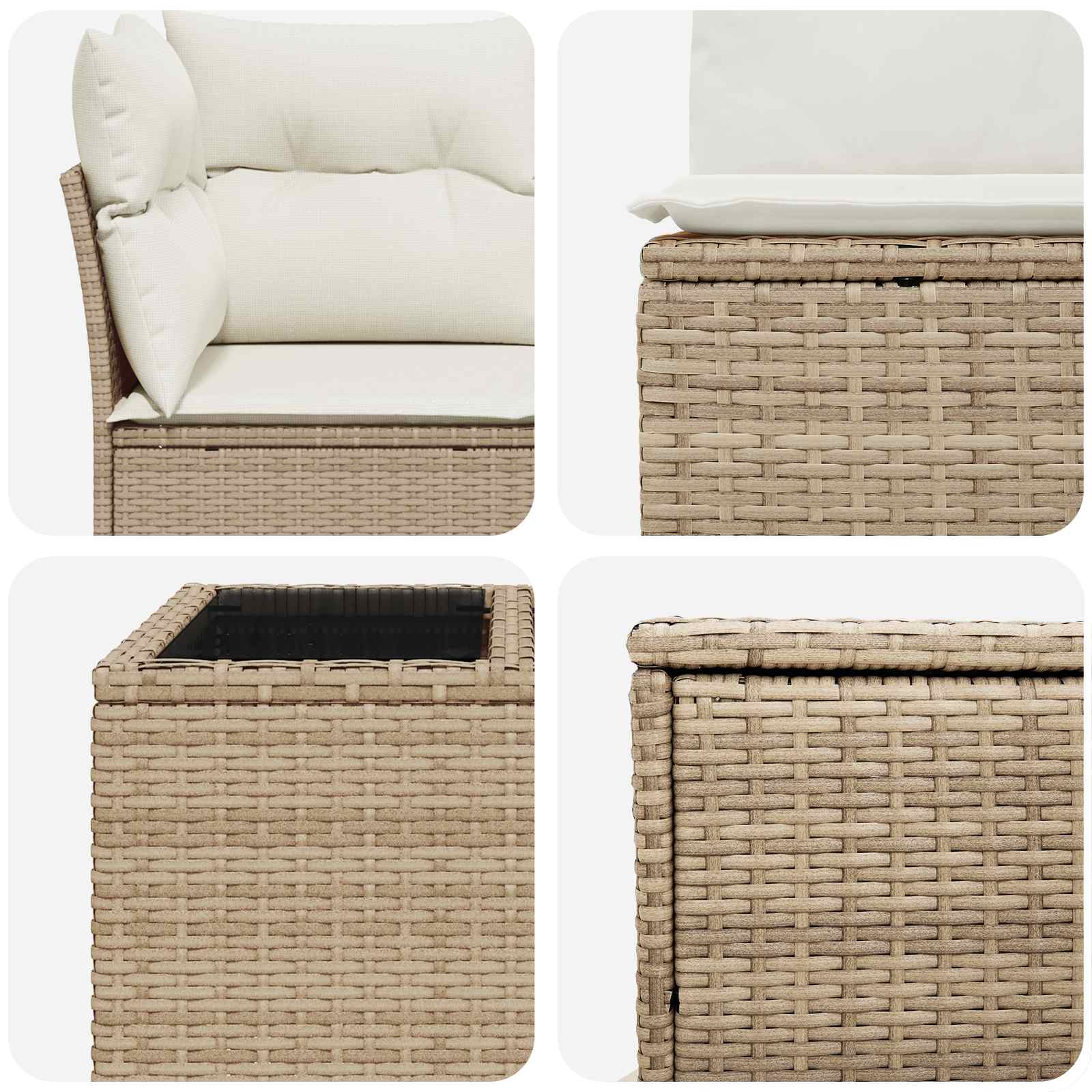 Set di divani 8 pz Beige e Bianco Crema | homemem39
