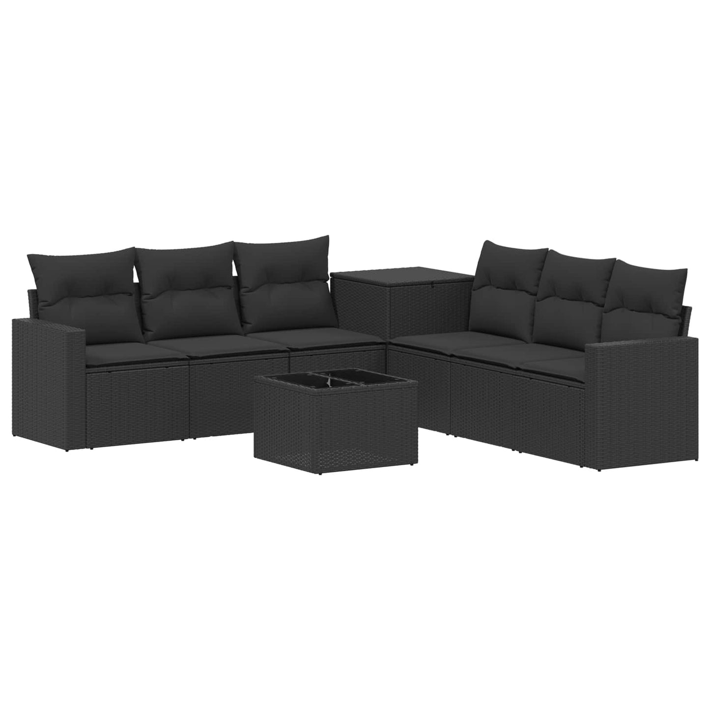 Set di divani 8 pz Nero Rattan sintetico e Acciaio | homemem39