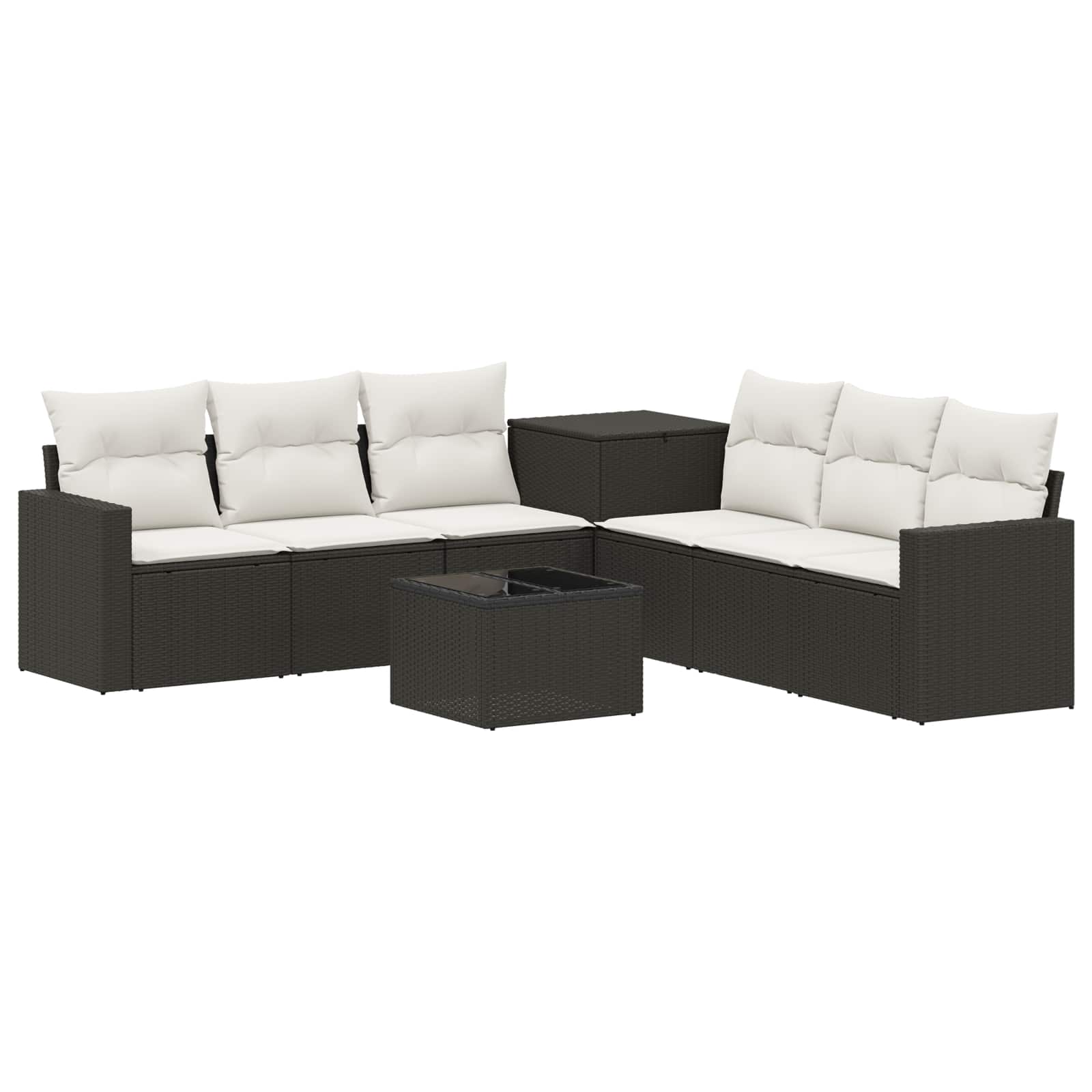Set di divani 8 pz Nero e Bianco Crema | homemem39