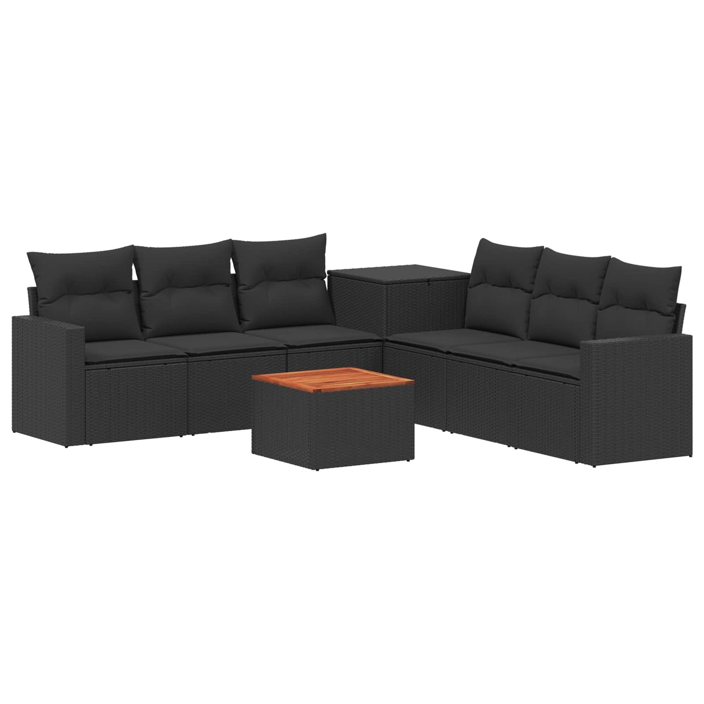 Set di divani 8 pz Nero Rattan sintetico e Acciaio | homemem39