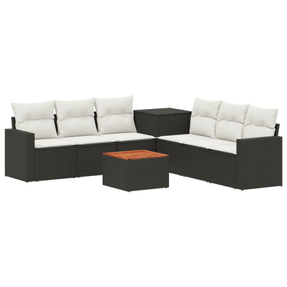 Set di divani 8 pz Nero e Bianco Crema | homemem39