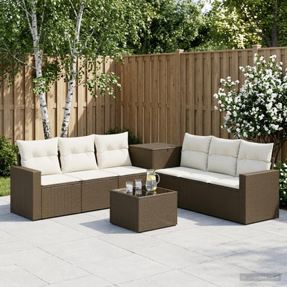 Set di divani 8 pz Marrone e Bianco Crema | homemem39