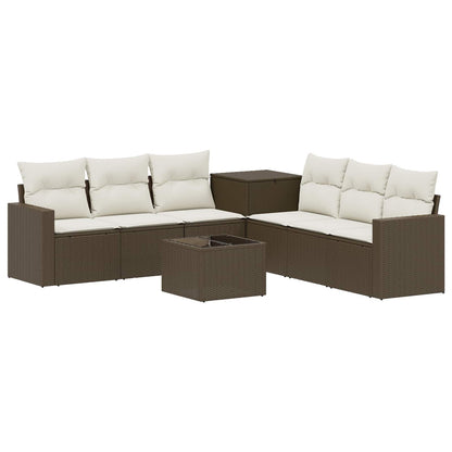 Set di divani 8 pz Marrone e Bianco Crema | homemem39