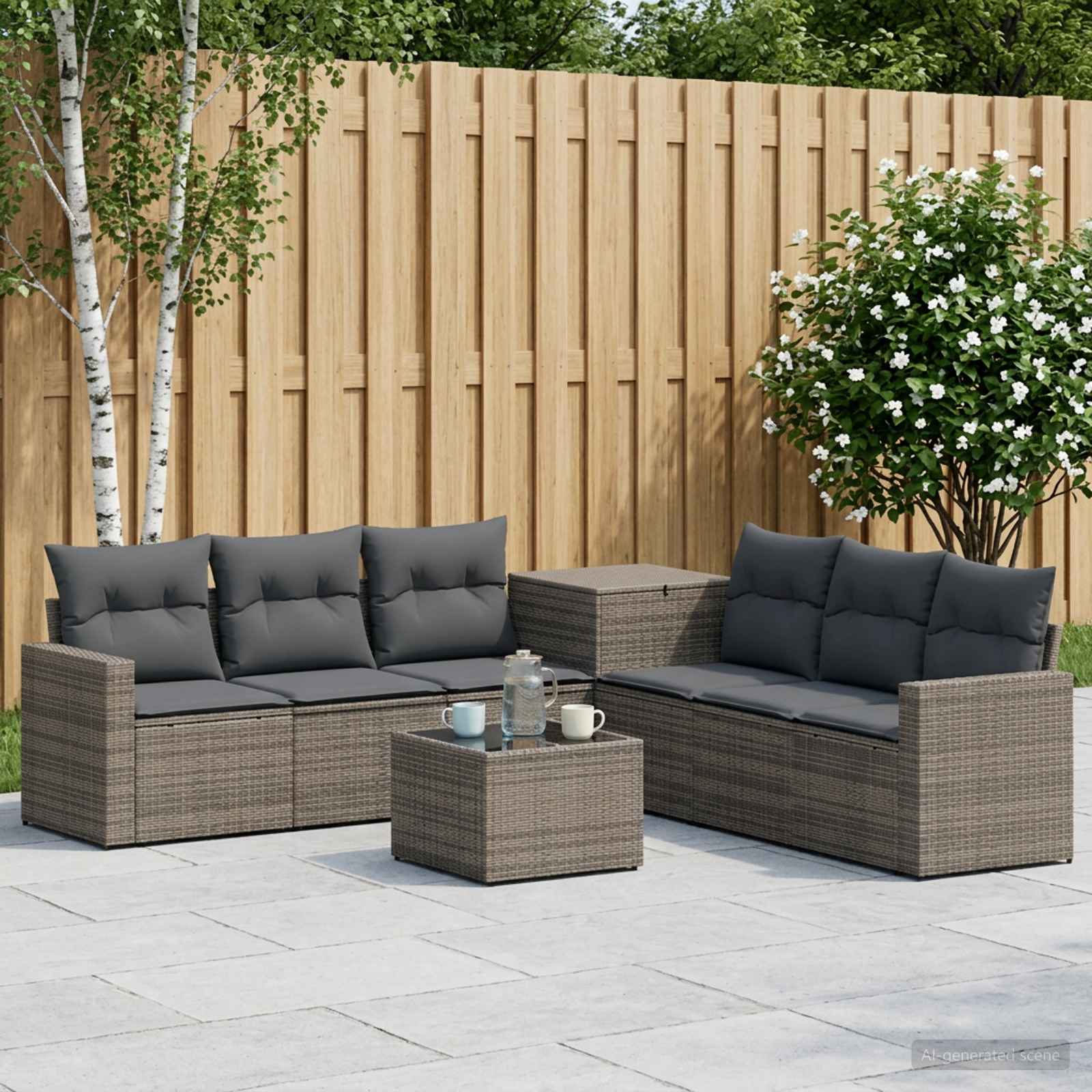 Set di divani 8 pz Grigio e Grigio Scuro | homemem39