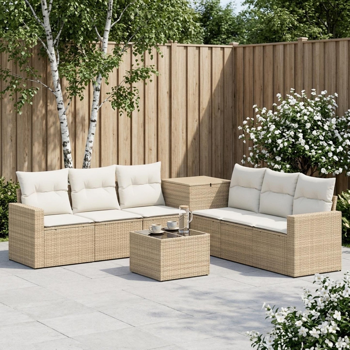 Set di divani 8 pz Beige e Bianco Crema | homemem39