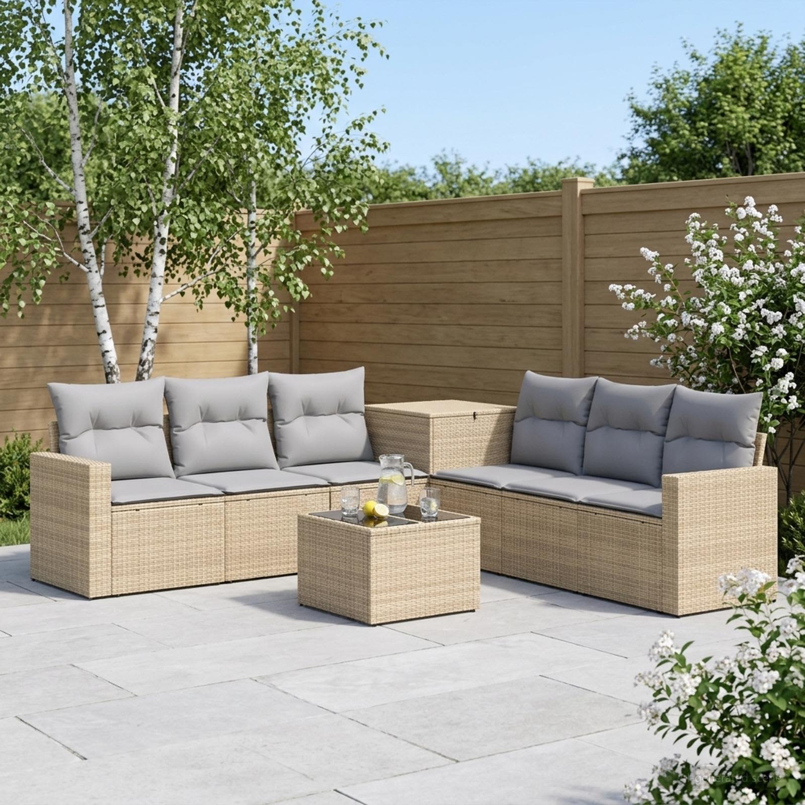 Set di divani 8 pz Beige e Grigio Chiaro | homemem39