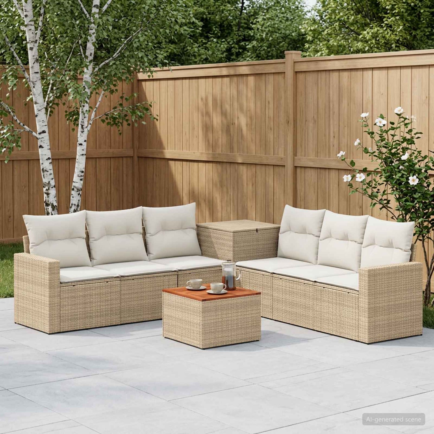 Set di divani 8 pz Beige e Bianco Crema