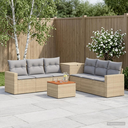 Set di divani 8 pz Beige e Grigio Chiaro | homemem39