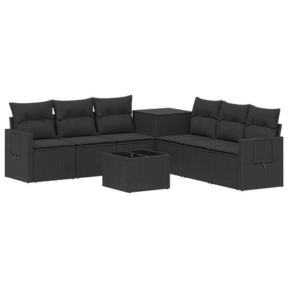 Set di divani 8 pz Nero Rattan sintetico e Acciaio | homemem39