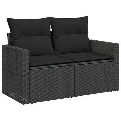 Set di divani 8 pz Nero Rattan sintetico e Acciaio | homemem39