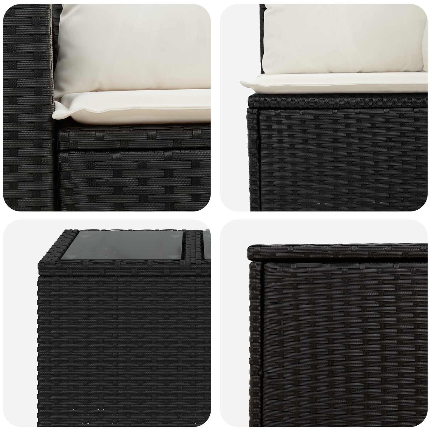 Set di divani 8 pz Nero e Bianco Crema | homemem39