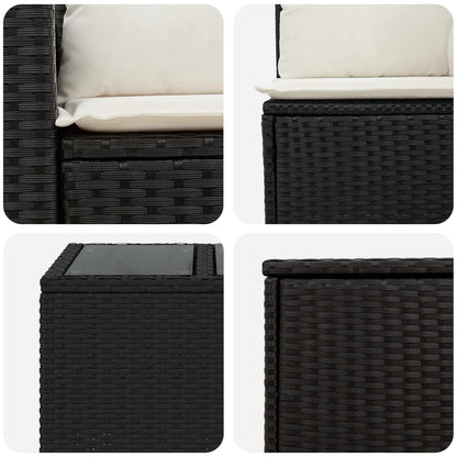 Set di divani 8 pz Nero e Bianco Crema | homemem39