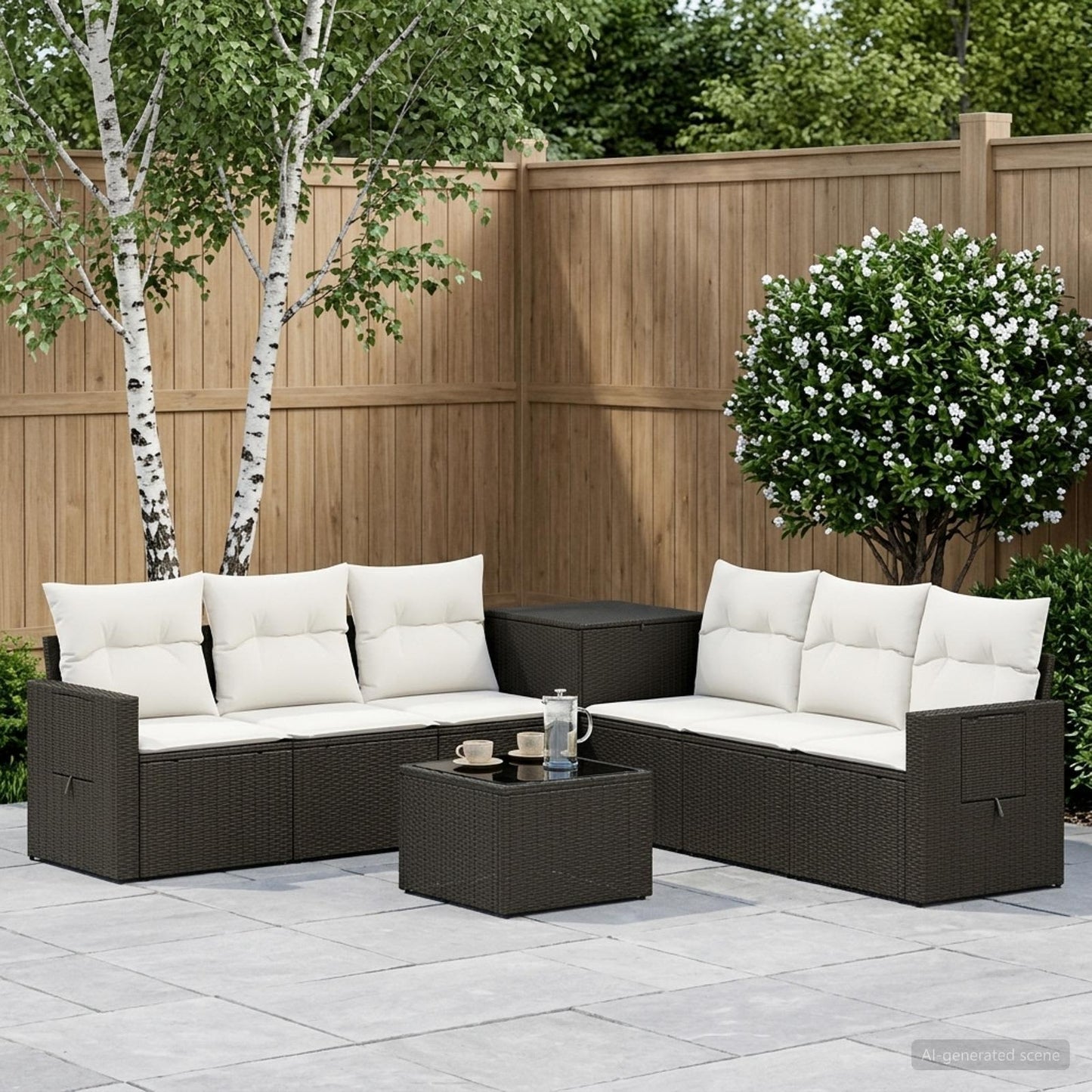 Set di divani 8 pz Nero e Bianco Crema
