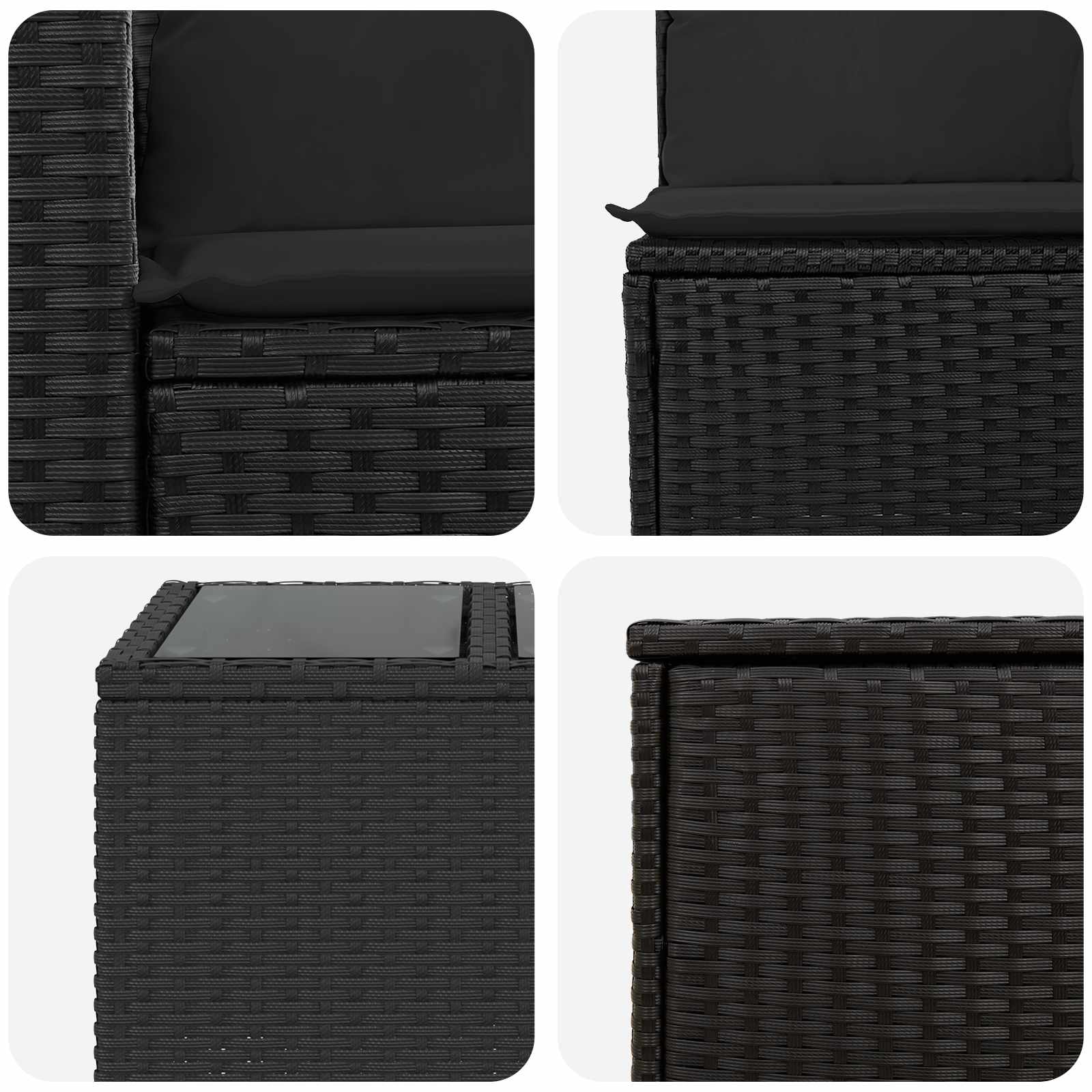 Set di divani 8 pz Nero Rattan sintetico e Acciaio | homemem39
