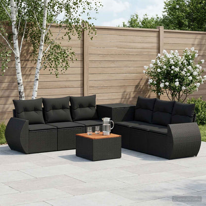 Set di divani 8 pz Nero Rattan sintetico e Acciaio | homemem39