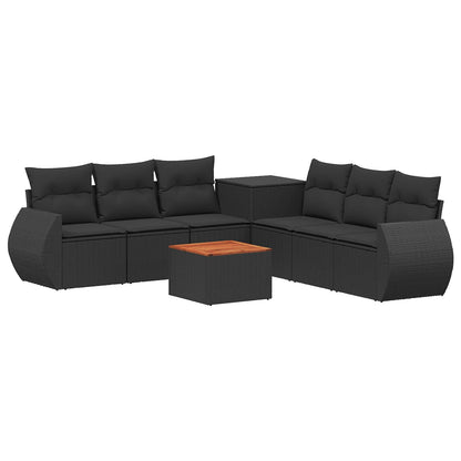 Set di divani 8 pz Nero Rattan sintetico e Acciaio | homemem39