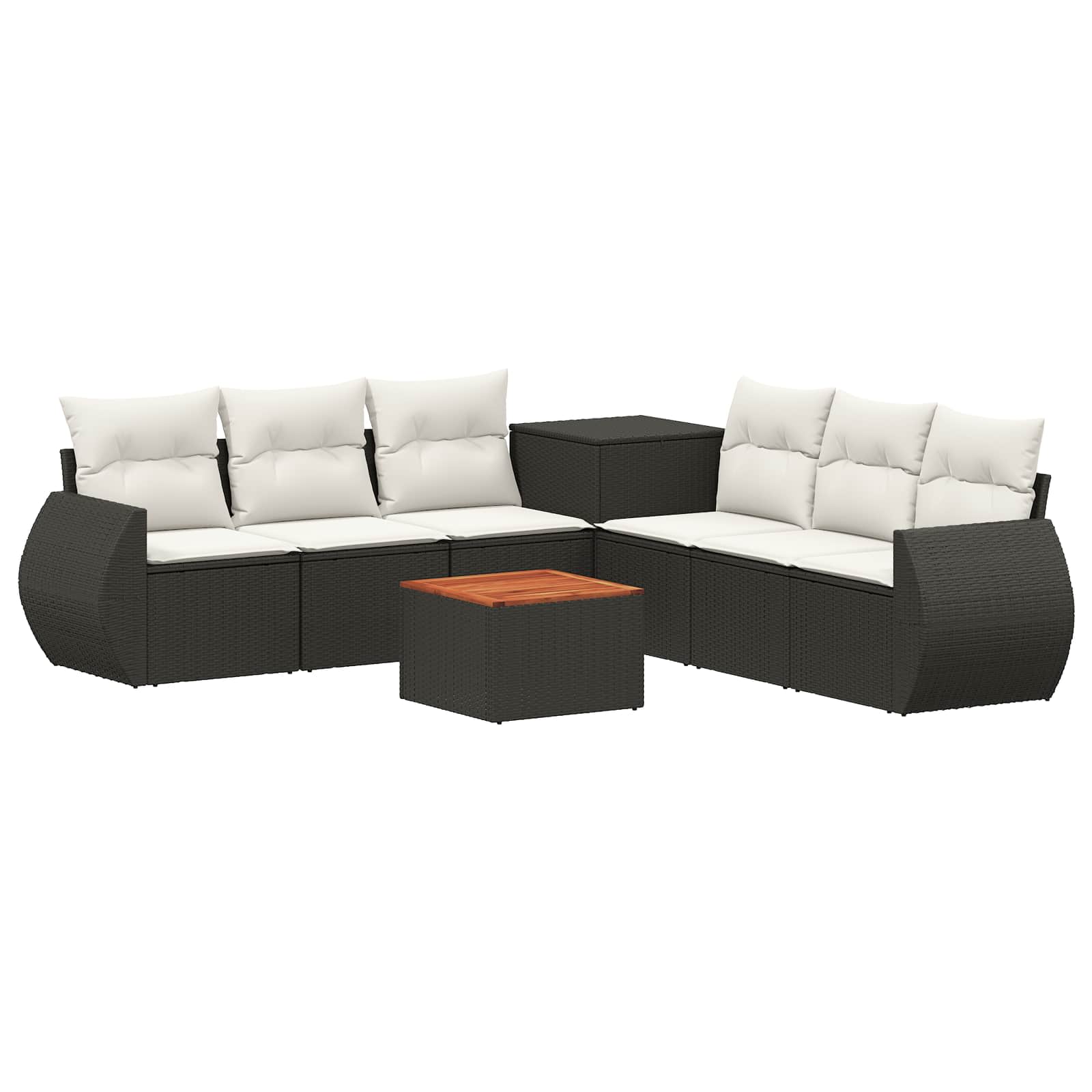 Set di divani 8 pz Nero e Bianco Crema | homemem39