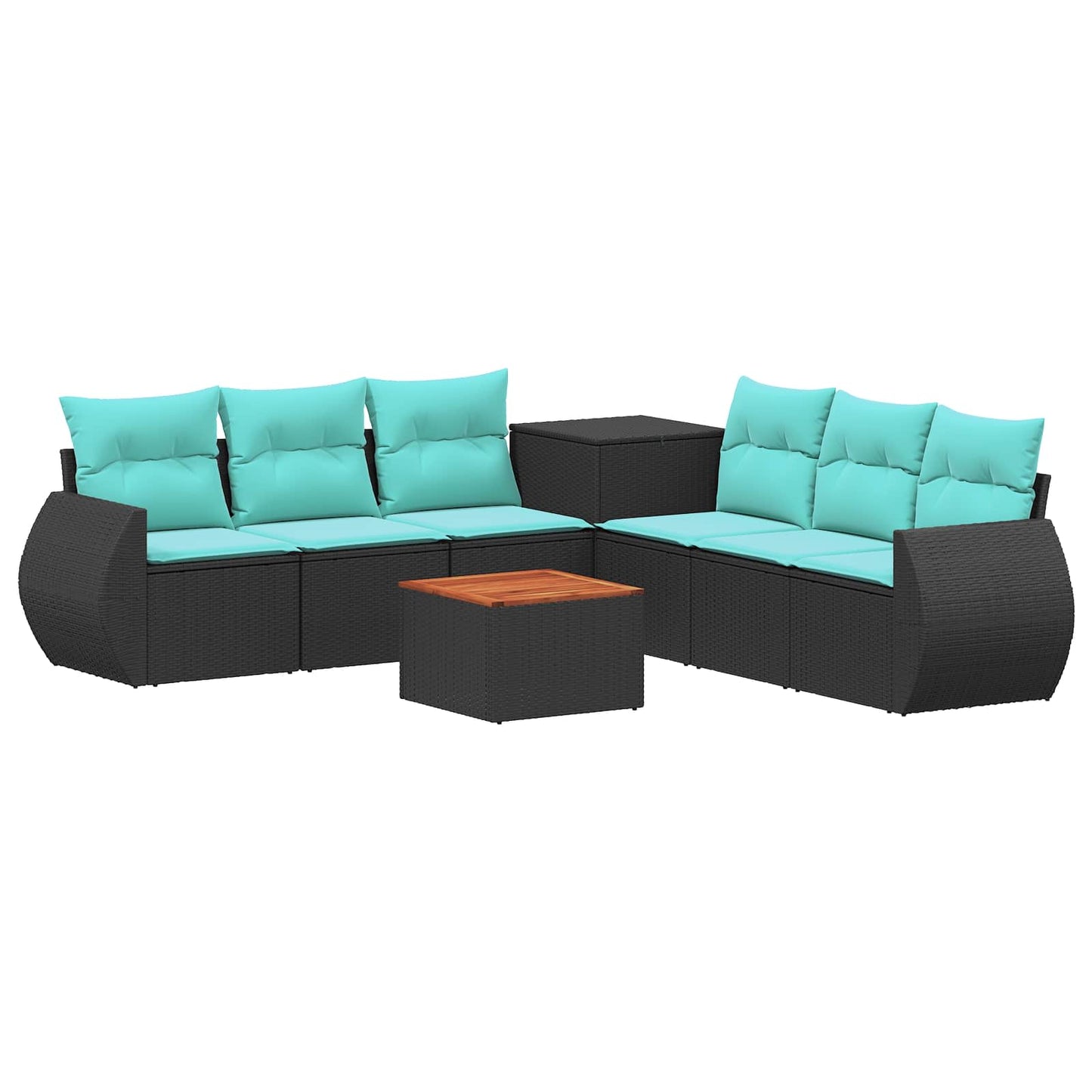 Set di divani 8 pz Nero e Blu Rattan sintetico e Acciaio | homemem39