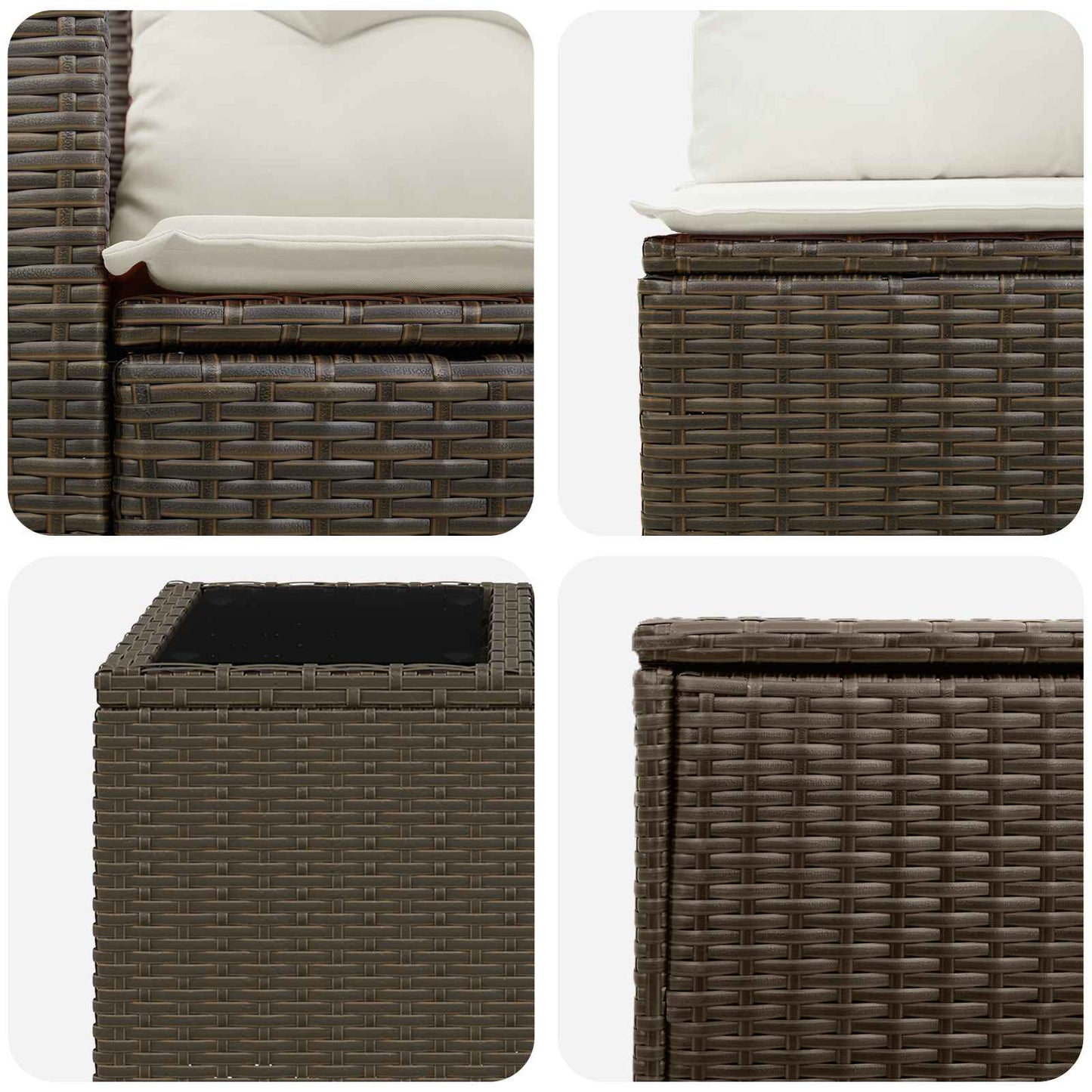 Set di divani 8 pz Marrone e Bianco Crema | homemem39