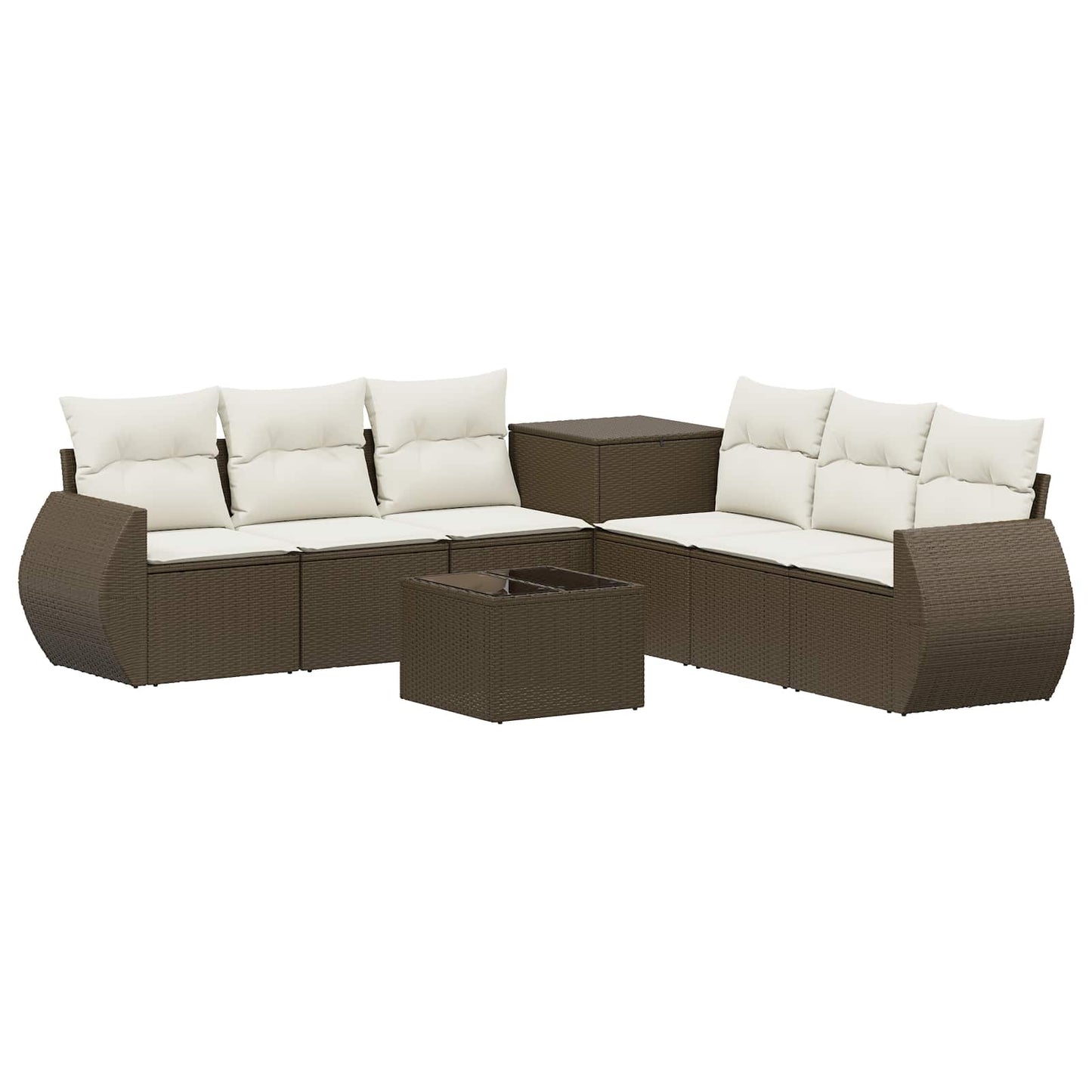 Set di divani 8 pz Marrone e Bianco Crema | homemem39