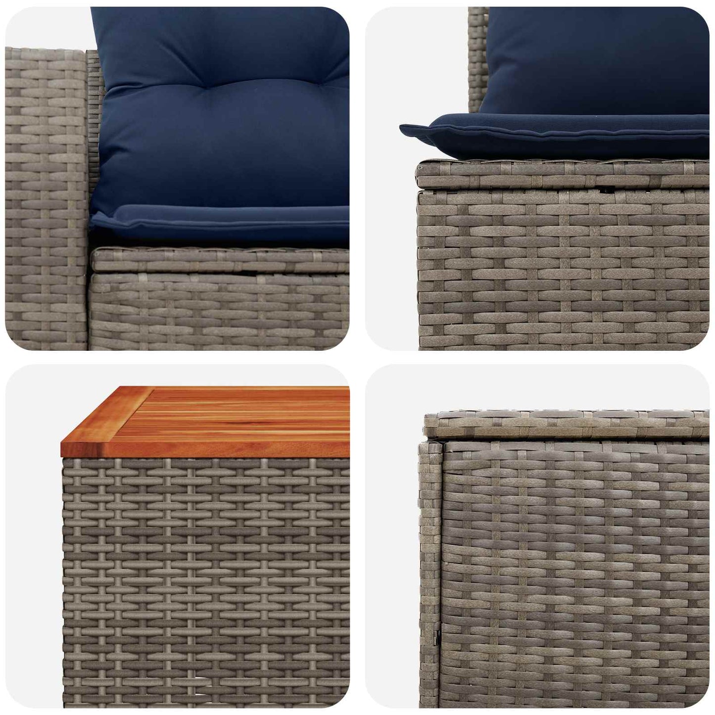Set di divani 8 pz Grigio e Blu Navy Rattan sintetico e Acciaio | homemem39