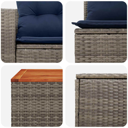 Set di divani 8 pz Grigio e Blu Navy Rattan sintetico e Acciaio | homemem39