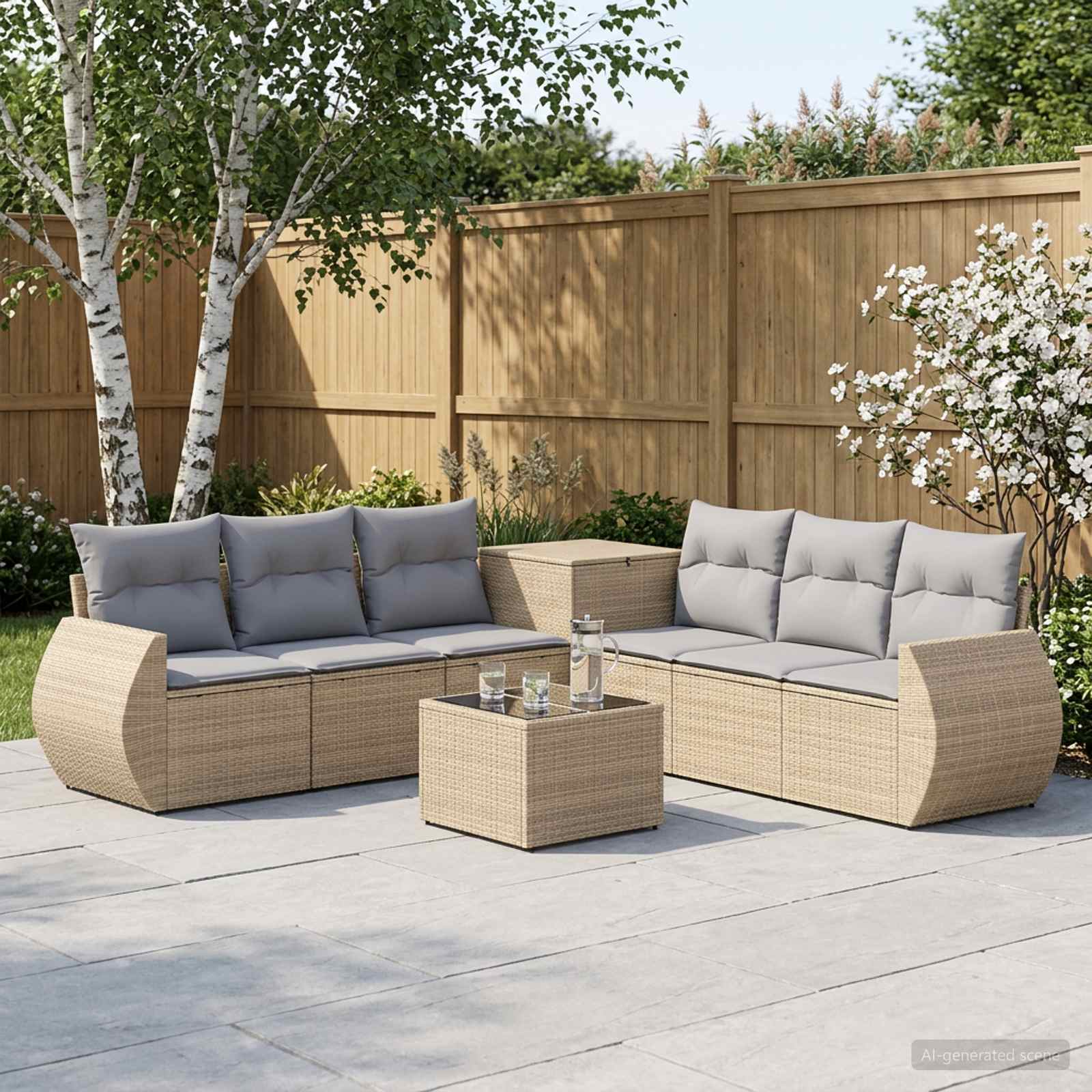 Set di divani 8 pz Beige e Grigio Chiaro | homemem39